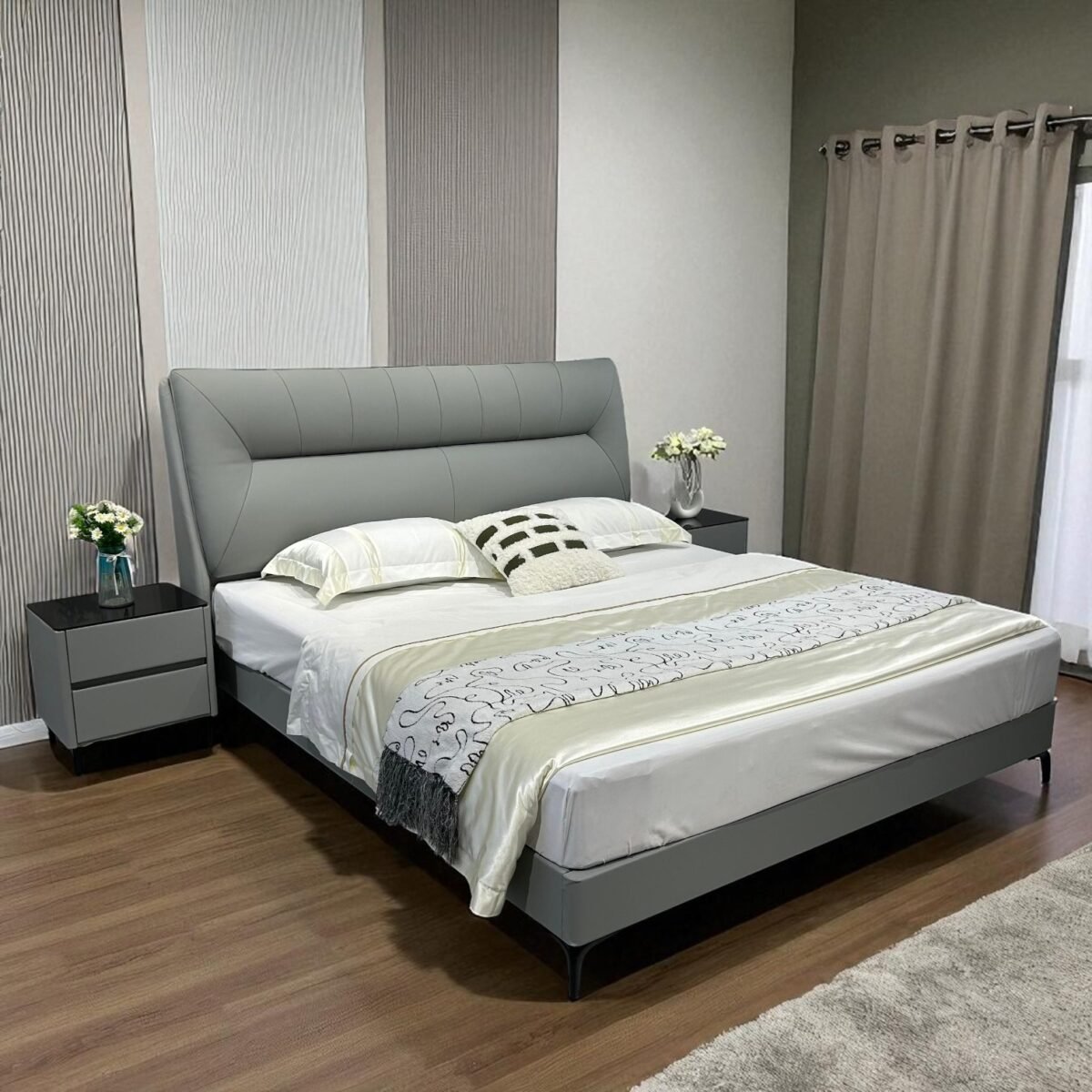 Modern Design Bed Frame with Eco-Leather Headboard - Image 7