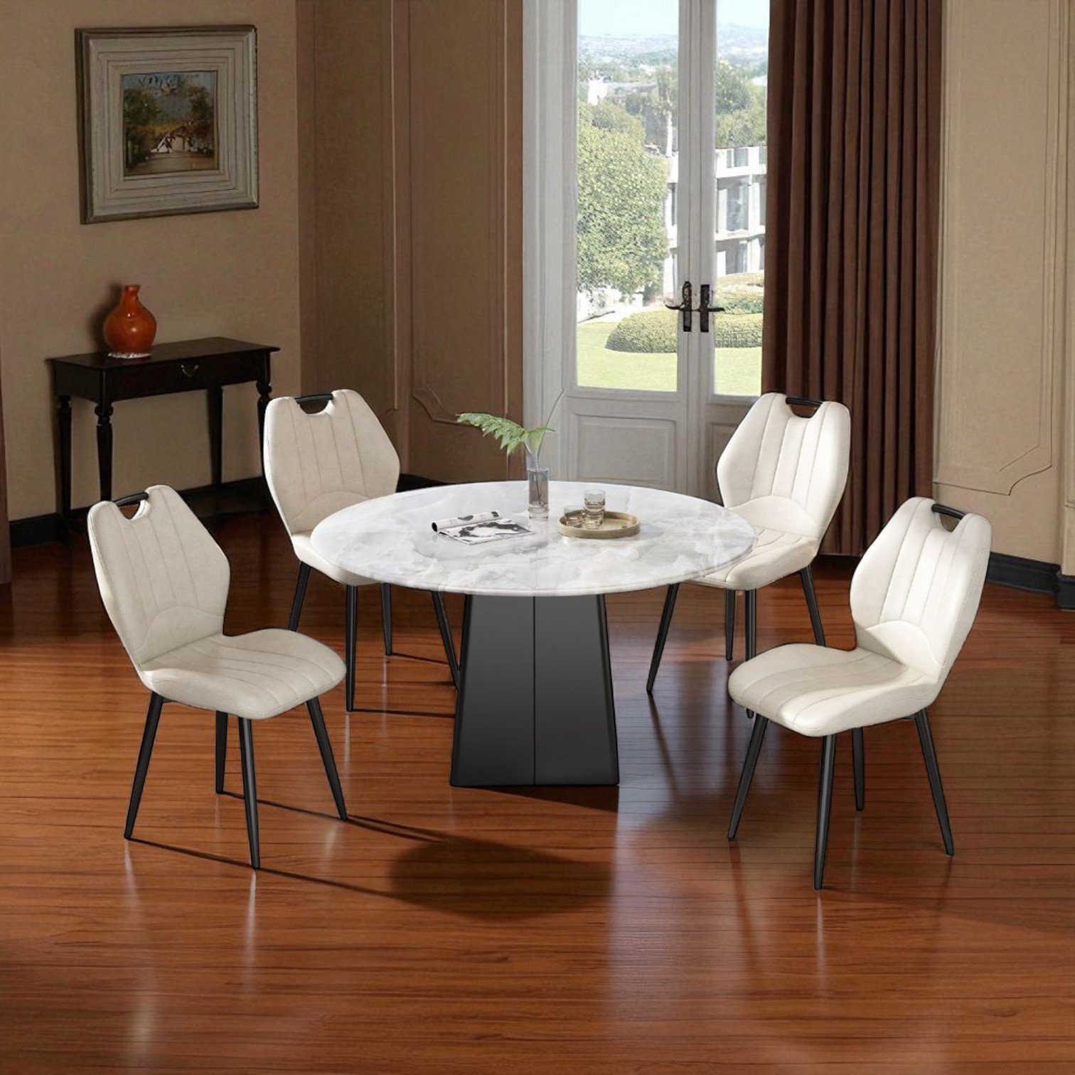 Crystal Marble Dining Set With 6 Chair 1 marble dining set 2 @LuzanoFurniture