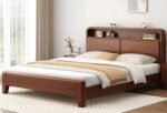 Solid Wood Storage Headboard Bed Frame – Natural & Walnut | Queen & King Sizes - Image 9