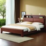 Solid Wood Storage Headboard Bed Frame – Natural & Walnut | Queen & King Sizes - Image 4