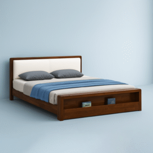 wooden platform bed