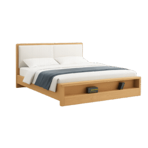 wooden platform bed