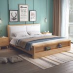 wooden platform bed