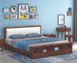 wooden platform bed
