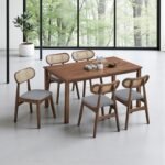 Wooden Dining Table Set - Walnut Finish - Image 4