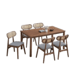 Wooden Dining Table Set - Walnut Finish - Image 2
