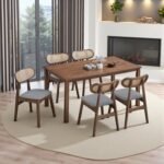 Wooden Dining Table Set - Walnut Finish - Image 8