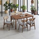 Wooden Dining Table Set - Walnut Finish - Image 10