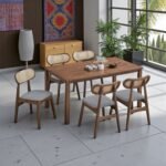 Wooden Dining Table Set - Walnut Finish - Image 12