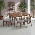 Wooden Dining Table Set - Walnut Finish - Image 14