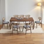 Wooden Dining Table Set - Walnut Finish - Image 9