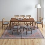 Wooden Dining Table Set - Walnut Finish - Image 5