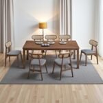Wooden Dining Table Set - Walnut Finish - Image 7