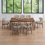 Wooden Dining Table Set - Walnut Finish - Image 11