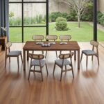 Wooden Dining Table Set - Walnut Finish - Image 13