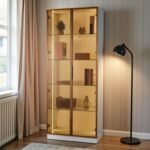 Modern LED Glass Display Cabinet 200cm | Gold / Silver Frame | Premium Melamine Body - Image 5