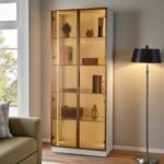Modern LED Glass Display Cabinet 200cm | Gold / Silver Frame | Premium Melamine Body - Image 4