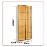 Modern LED Glass Display Cabinet 200cm | Gold / Silver Frame | Premium Melamine Body - Image 2