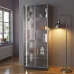 Modern LED Glass Display Cabinet 200cm | Gold / Silver Frame | Premium Melamine Body - Image 16