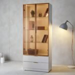 Modern LED Glass Display Cabinet 200cm | Gold / Silver Frame | Premium Melamine Body - Image 18