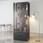 Modern LED Glass Display Cabinet 200cm | Gold / Silver Frame | Premium Melamine Body - Image 13