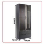 Modern LED Glass Display Cabinet 200cm | Gold / Silver Frame | Premium Melamine Body - Image 3