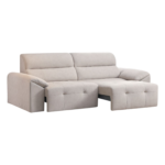 Beige Sofa Bed with Electric Extendable Mechanism