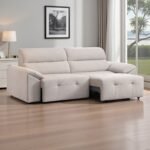 Beige Sofa Bed with Electric Extendable Mechanism - Image 4