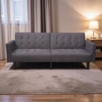 Sofa Bed Solid Wood Inner Frame Upholstered with Linen Fabric - Image 17