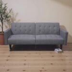Sofa Bed Solid Wood Inner Frame Upholstered with Linen Fabric - Image 12