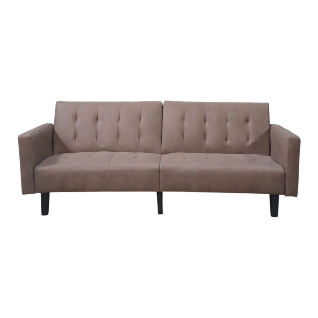 SB515 SOFA BED (DARK LIGHT BROWN) 01 Sofa Bed Solid Wood Inner Frame Upholstered with Linen Fabric - Image 1