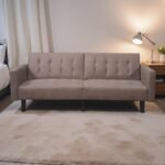 Sofa Bed Solid Wood Inner Frame Upholstered with Linen Fabric - Image 8
