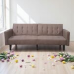 Sofa Bed Solid Wood Inner Frame Upholstered with Linen Fabric - Image 6
