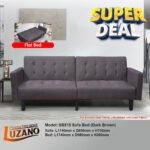 Sofa Bed Solid Wood Inner Frame Upholstered with Linen Fabric - Image 2