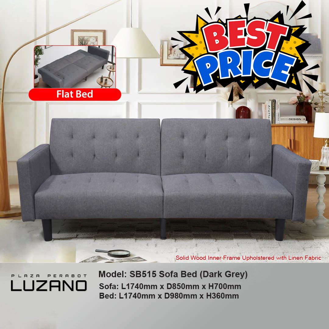 Sofa Bed Solid Wood Inner Frame Upholstered with Linen Fabric 3 SB515 SOFA BED DG @LuzanoFurniture