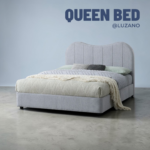 Modern Upholstered Queen Bed Frame – Grey / Khaki - Image 9