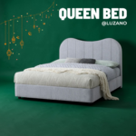 Modern Upholstered Queen Bed Frame – Grey / Khaki - Image 7