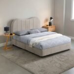 Modern Upholstered Queen Bed Frame – Grey / Khaki - Image 10