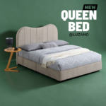 Modern Upholstered Queen Bed Frame – Grey / Khaki - Image 8