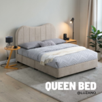 Modern Upholstered Queen Bed Frame – Grey / Khaki - Image 6