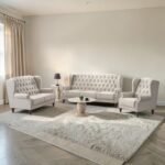 Royal Chesterfield Classic Tufted Sofa Collection – 3-Piece Set with Nesting Marble Coffee Table (Khaki/Dark Grey) - Image 5