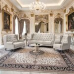 Royal Chesterfield Classic Tufted Sofa Collection – 3-Piece Set with Nesting Marble Coffee Table (Khaki/Dark Grey) - Image 3