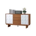 Modern Golden/ White Teak Coffee Table TV Cabinet Sideboard Set | Living Room Furniture Set | Storage Cabinet - Image 17