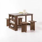 [HOT SALE] Dining Set 1 Table + 4 Stools | Summer Oak Wood Grain | Modern Minimalist Dining Table Set | Meja Makan Set 4 Kerusi