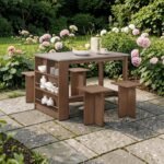 [HOT SALE] Dining Set 1 Table + 4 Stools | Summer Oak Wood Grain | Modern Minimalist Dining Table Set | Meja Makan Set 4 Kerusi - Image 8