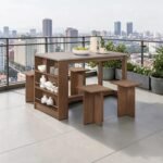 [HOT SALE] Dining Set 1 Table + 4 Stools | Summer Oak Wood Grain | Modern Minimalist Dining Table Set | Meja Makan Set 4 Kerusi - Image 9