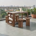 [HOT SALE] Dining Set 1 Table + 4 Stools | Summer Oak Wood Grain | Modern Minimalist Dining Table Set | Meja Makan Set 4 Kerusi - Image 4